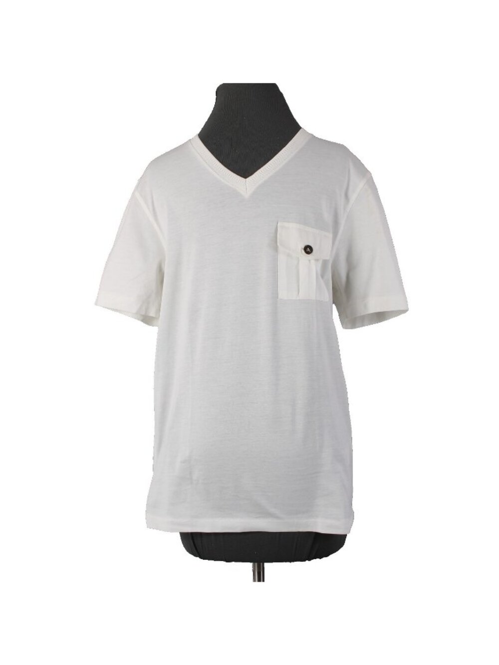 Burberry Shirt White Front Pocket V Neck Short Sleeve 100% Cotton Tee Shirt